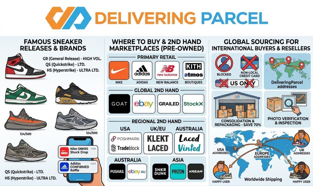 sneaker and trainer reshipper with deliveringparcel 